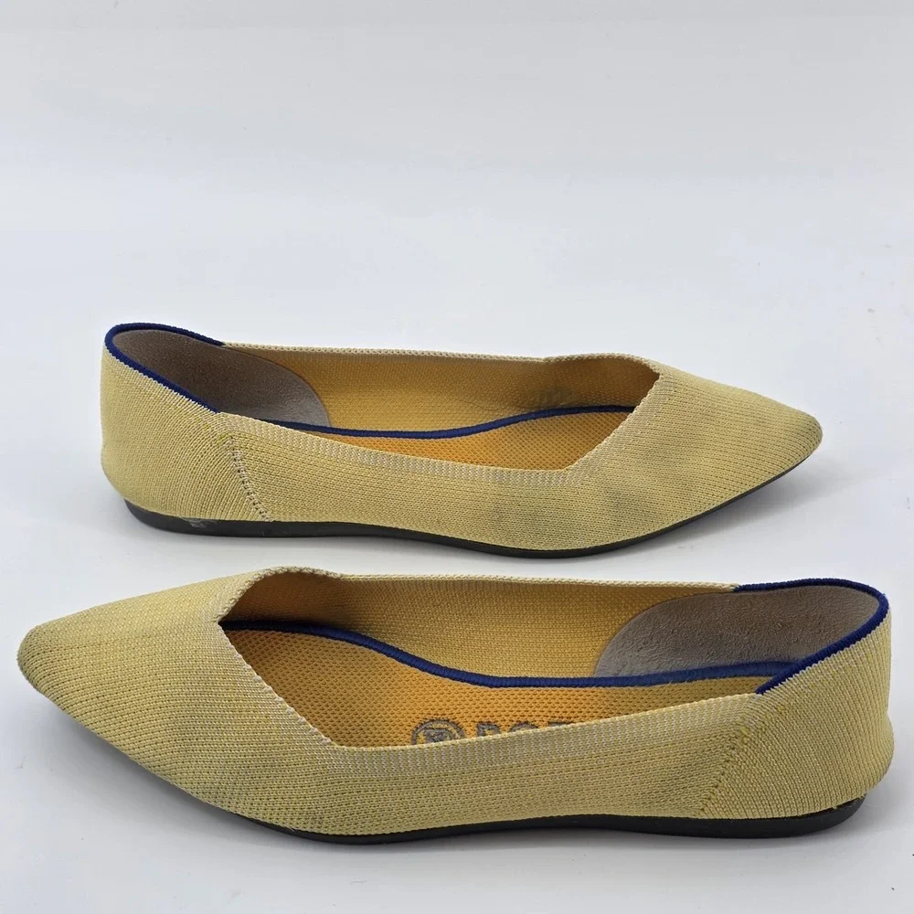 Rothys The Point Yellow Marigold Pointed Toe Flats Slip on Shoes Size W6.5